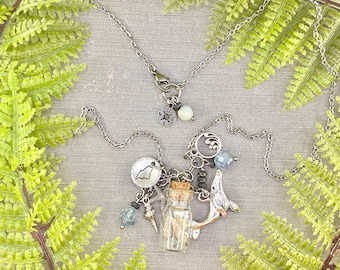 Maine Whale Ocean Starfish Blue Sea Nature Charm Bottle Necklace