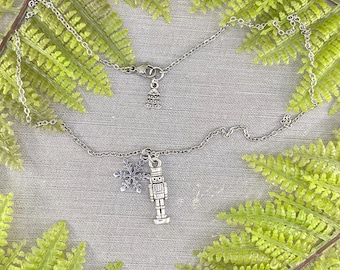 Nutcracker Snowflake Charm Necklace, Ballet Christmas Gift