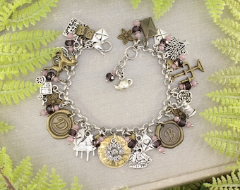 Jane Austen Pride and Prejudice Inspired Lizzie Mr Darcy Vintage Charm Bracelet