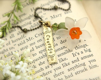Spring Flower Daffodil Courage Charm Necklace