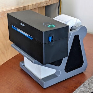 Thermal Printer Stand with Label Holder: 4x6 Rolls & Fanfold Labels