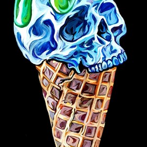 Baunilha Menta, Pintura Acrílica Original, 12 x 26 Polegadas