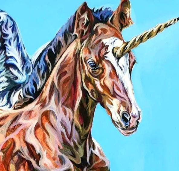 ペガサスの子馬、オリジナルアクリル画、21 x 23インチ - Etsy 日本