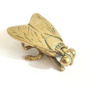 May include: A brass fly shaped ashtray with detailed wings and legs. The fly is lying on its back with its legs outstretched.