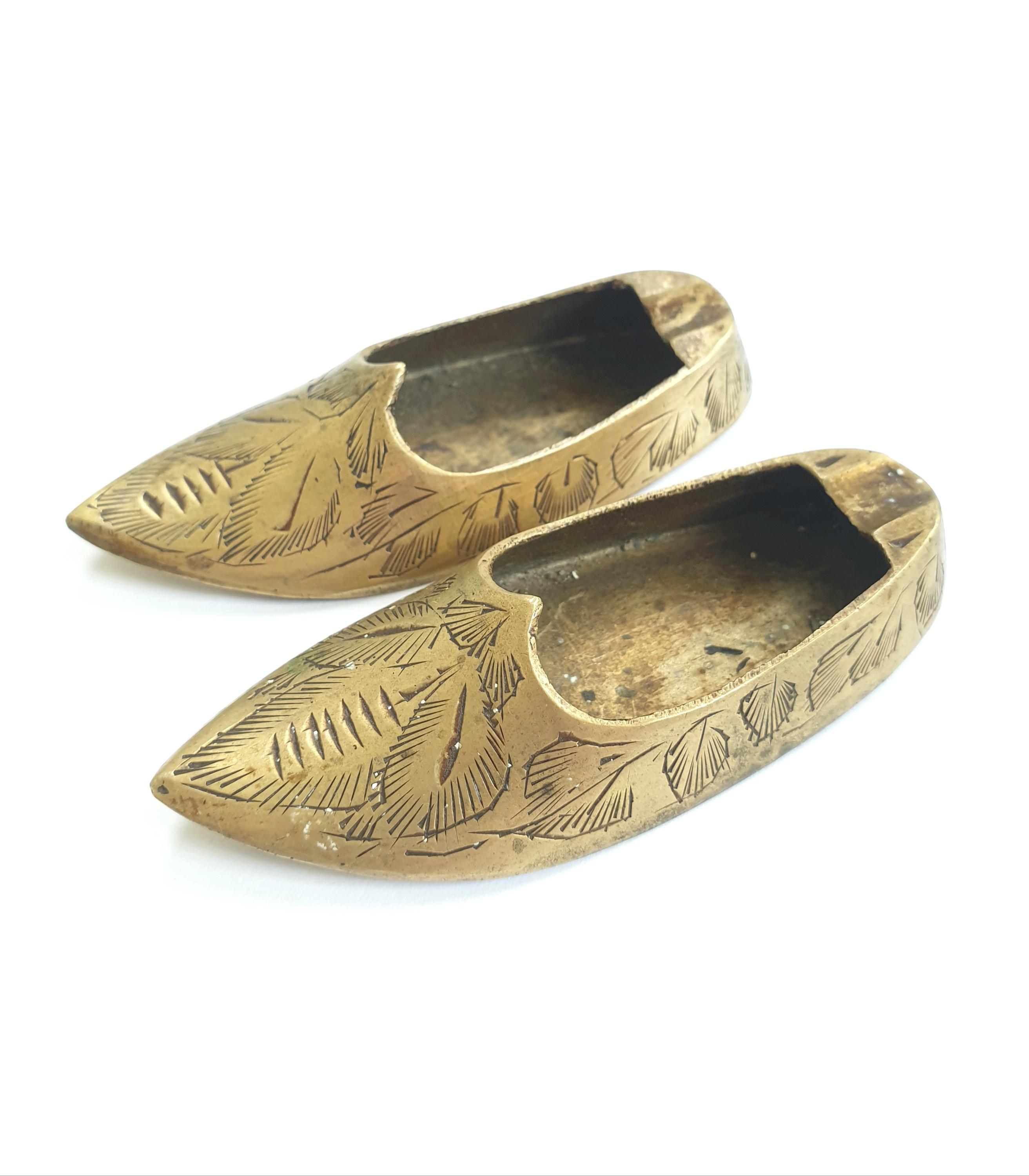 Vintage - Brass, Indian, Shoe/ Slipper Shaped Ashtrays, Trinket