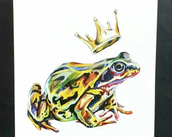 Frog Prince, Art Print, 10 x 10 Inches