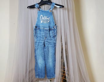 Vintage Oshkosh B'Gosh Kids Western Overalls Blue Denim Size 4T Unisex Retro