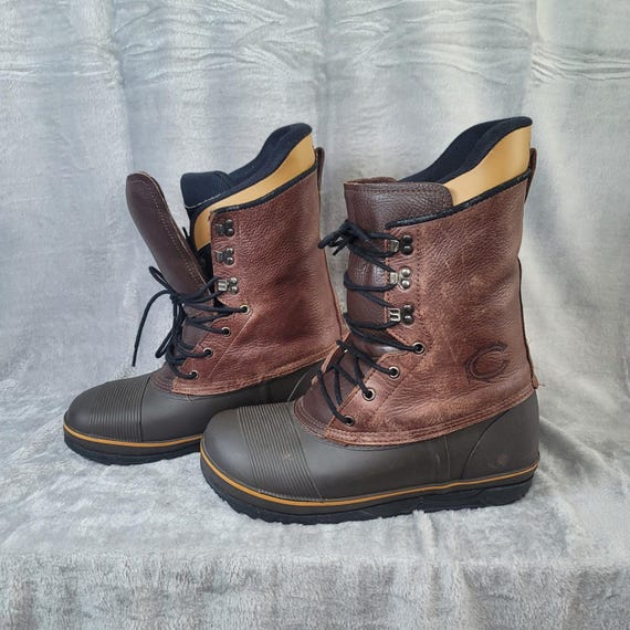 Burton Comp Vintage Snowboard Boots Mens 12 Brown Leather Rubber Duck Boots