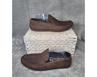 Martin + Osa bruine instappers van generfd leer, maat 9.5, bruin, rustig en luxe.
