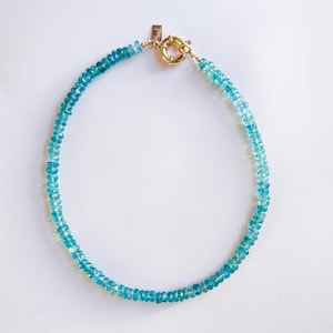 Hope and Raye, Bora Bora Necklace, Beaded Necklace, Blue Apatite Necklace, Aqua Necklace, Necklace for Women, Gemstone Jewelry Gift, GF Gift