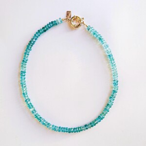 Natural Apatite Necklace, Gold filled clasp, blue gemstone necklace with round clasp, handmade blue gemstone luxury necklace, gift for her