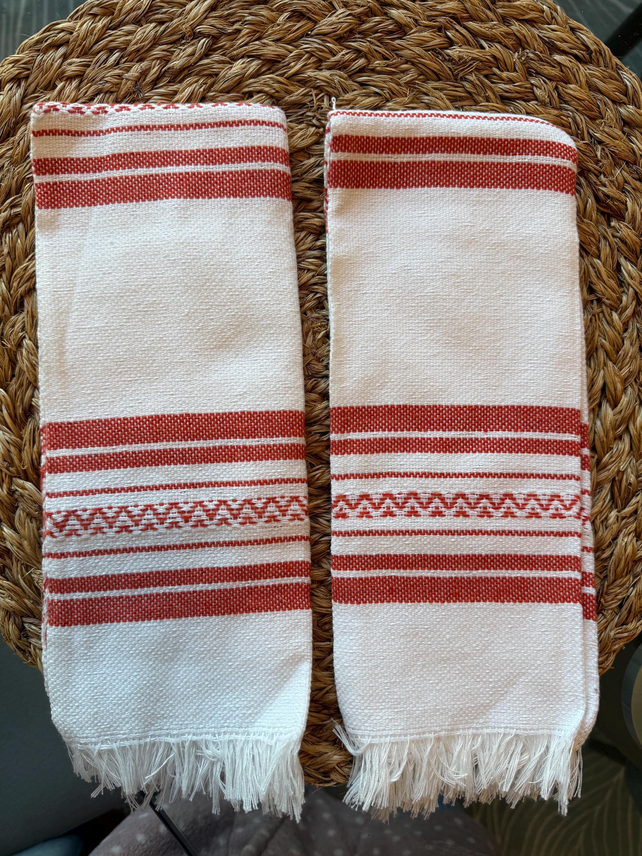 Set of 4 Mexican napkins - cotton hand woven napkins - can also double as a dish towel