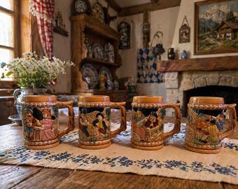 Vintage Bavarian Beer Stein Set of 4 in Original Box