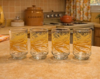 Vintage Libbey Golden Harvest Juice Glasses Set of 4