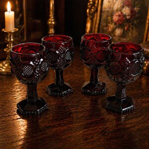 Set of 4 Avon Cape Cod Ruby Red Goblets