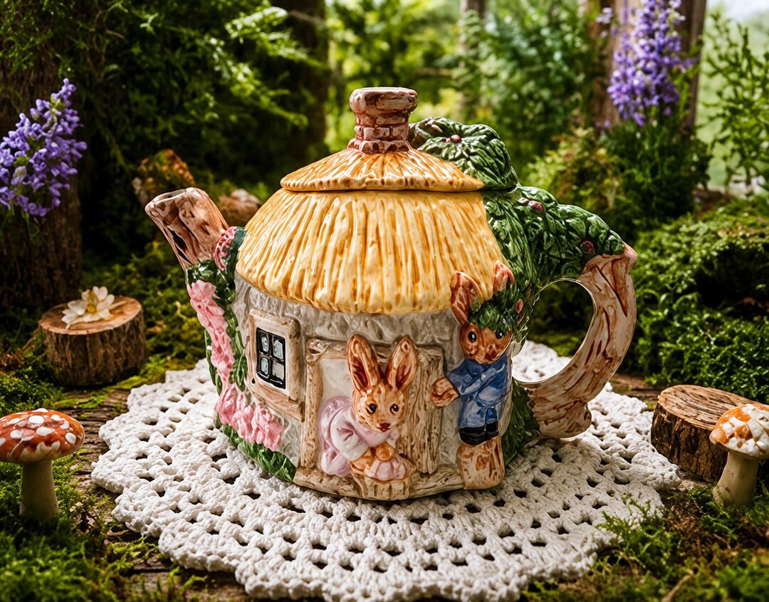 Mini Rabbit Tea Pot Cafe Vintage Bunny Cottage Teapot - Etsy