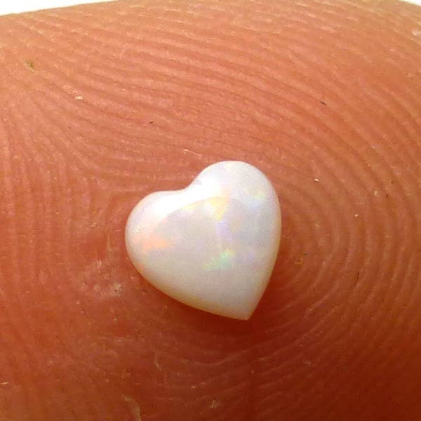 0.313 Carats 5mm Heart White Opal Cabochon Natural Australian Coober Pedy Rainbow Calibrated Valentines Day Mothers Day For Jewelry