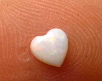 0.313 Carats 5mm Heart White Opal Cabochon Natural Australian Coober Pedy Rainbow Calibrated Valentines Day Mothers Day For Jewelry