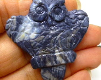 43.845 Carats Owl Opal Carving Solid Lightning Ridge Black Opal Jelly Australian Boulder Hand Carved White Grey Hoot Great Horned Barn