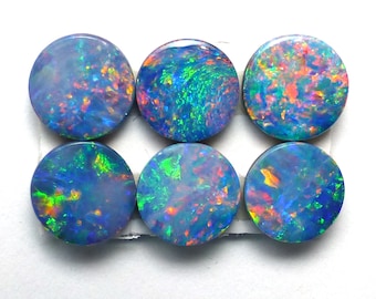 ONE Opal Cabochon Rainbow 6mm Round Australian ONE Stone Perfect for Stacking Rings Jewelry Confetti Fire Red Blue Teal Green Purple Pink