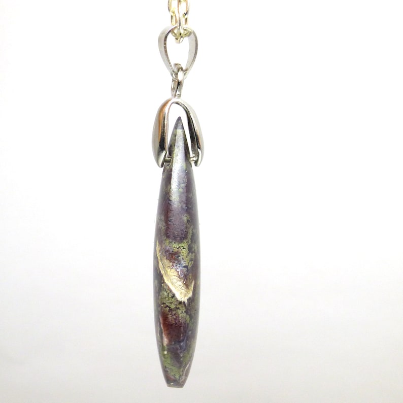 Moss Agate Bead Pendant with Titanium bail Front Drilled Focal Rare Red and Green Dendrites Quartz Transparent Focal Unique One of a Kind