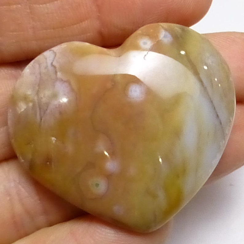 Ocean Jasper Cabochon Heart Shaped Quality Hand Cut Designer Form One of a Kind Beautiful Pattern Modeling LARGE