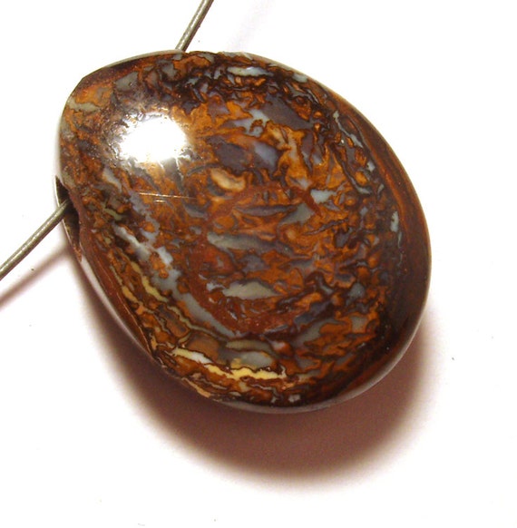 Boulder Opal Bead Cabochon Koroit Yowah Nut Australian Boulder Opal Side Drilled Cabochon Interesting Veining Nut Portion handmade unique