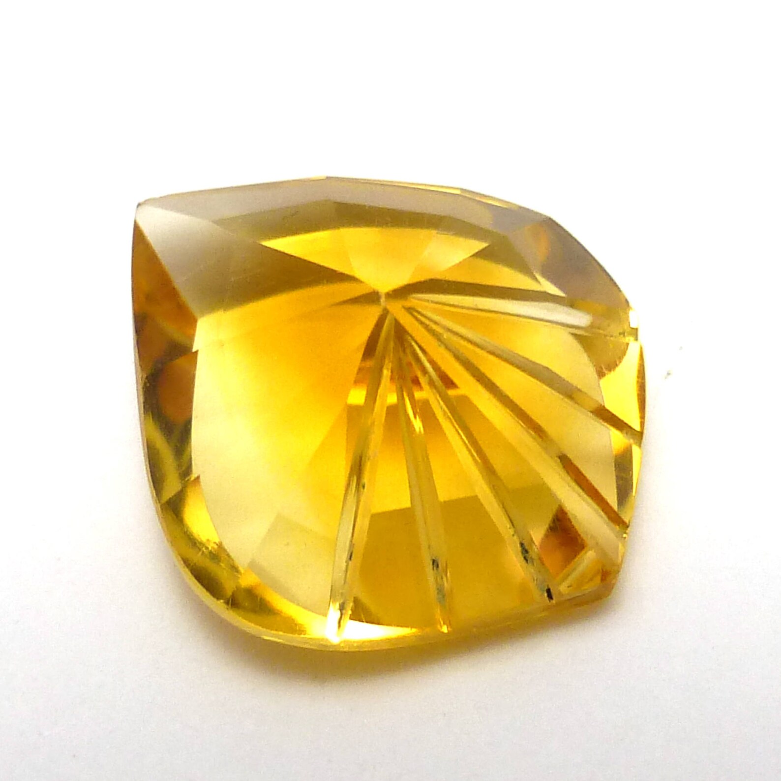 Citrine Loose Gemstone Fantacy Cut Carved Back Bright Yellow Etsy