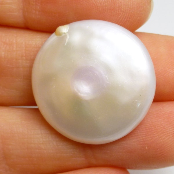 20.995 Carats Large Coin Pearl CABOCHON not bead White Japanese Biwa Undrilled One of a Kind Rare High Grade Jewelry Ring for jewelry Design