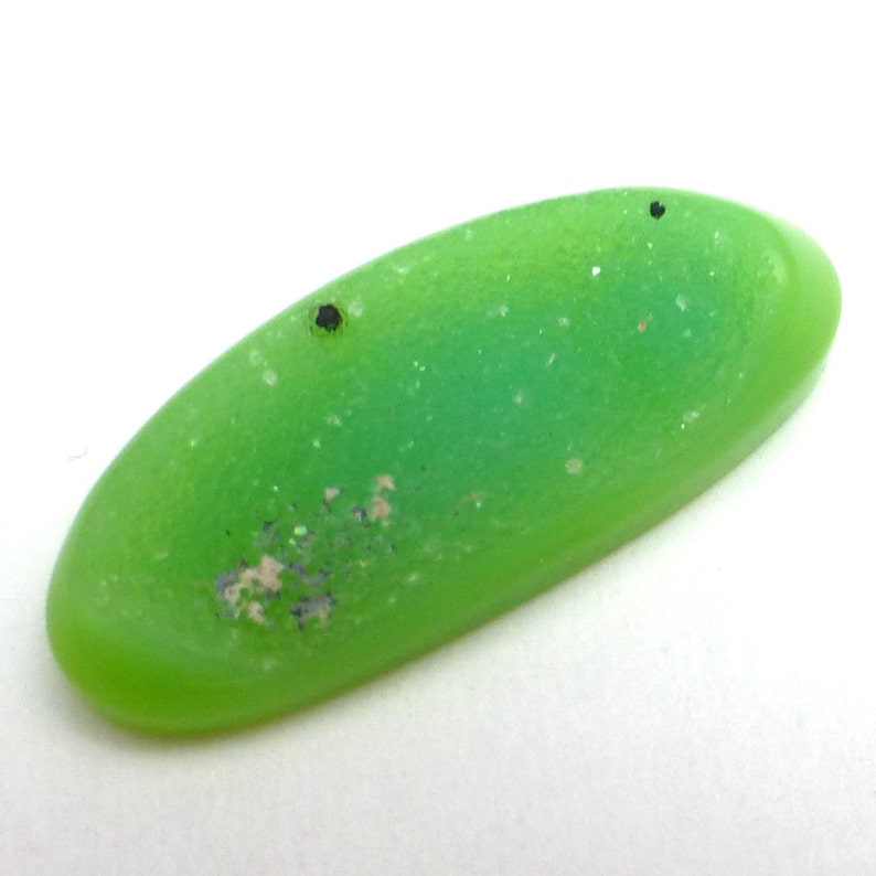 Green Quartz Druzy Cabochon Granny Smith Apple One of a Kind Dyed Acid Handmade Perfect for a ring or pendant