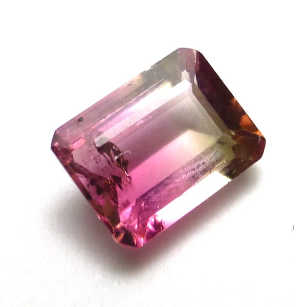 1.825 Carats Rubellite Tourmaline Bicolor Pink Green Emerald Cut Handmade Hand cut Brazilian One of a Kind Engagement Ring Stone Birthstone