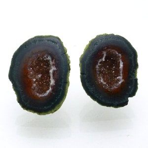 Miniature Tabasco Geode Cabochon Mini Split in Half Rare Banded Crystals Beautiful Perfect for Earrings Natural Gemstone Zacatecas Mexico