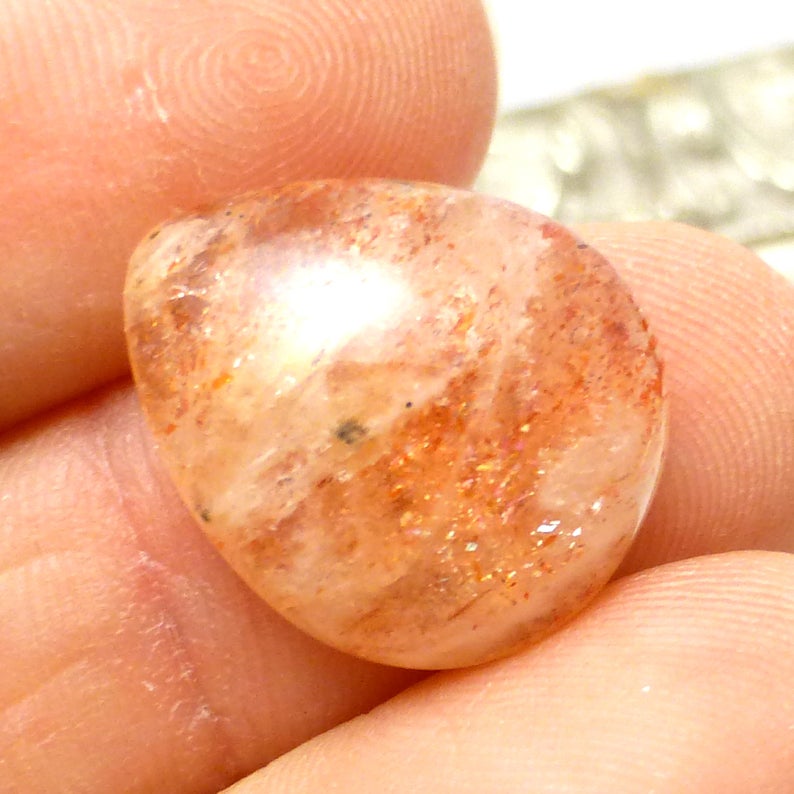 Sunstone Cabochon Orange Sparkle Aventurine Intense One of a Kind Rare Gemstone Rainbow Feldspar Natural Labradorite Glow Schiller Sparkle