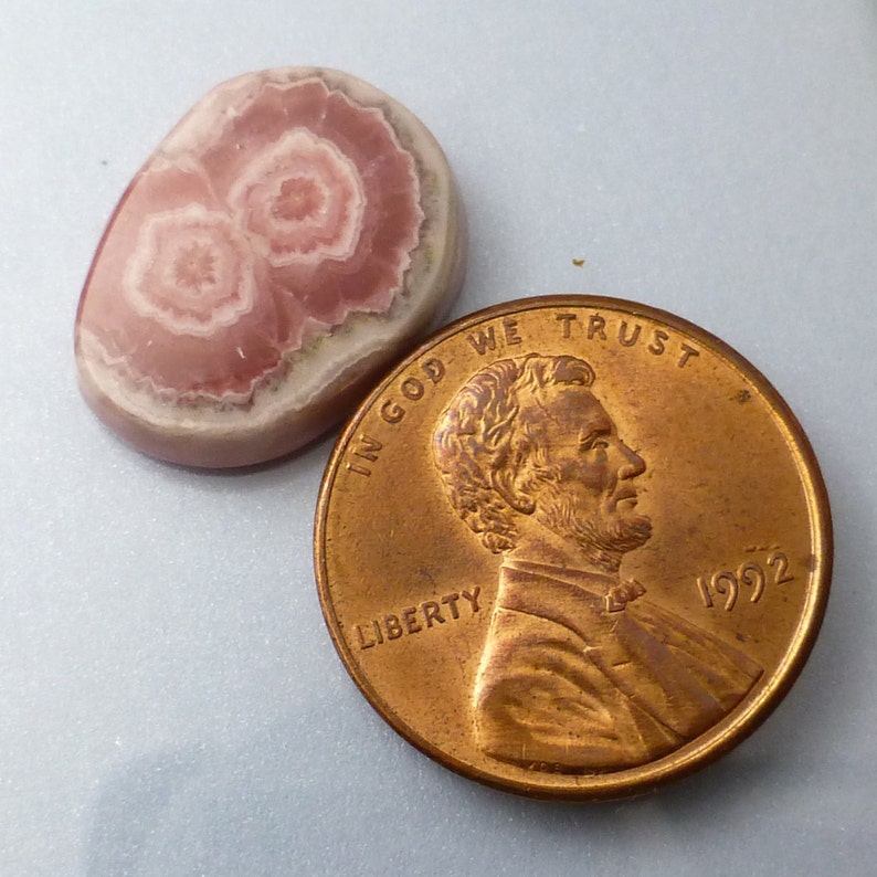 Rhodochrosite Bulls Eye Cabochon Translucent Stalactite Stalagmite Gemstone One of a Kind Rare Handmade Lisajoy Sachs Design Pink