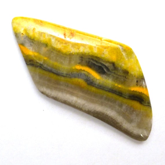 Bumble Bee Jasper Cabochon Free Form Hand Cut Lapidary Rare Material Bali Indonesia West Java Orange Yellow Grey Black Saffron Pendant Ring
