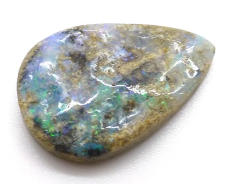 12.270 Carats Rare Brazilian Boulder Opal Cabochon in Matrix From the Boi Morto Mine Brazil - Precious Crystal Opals - Teardrop