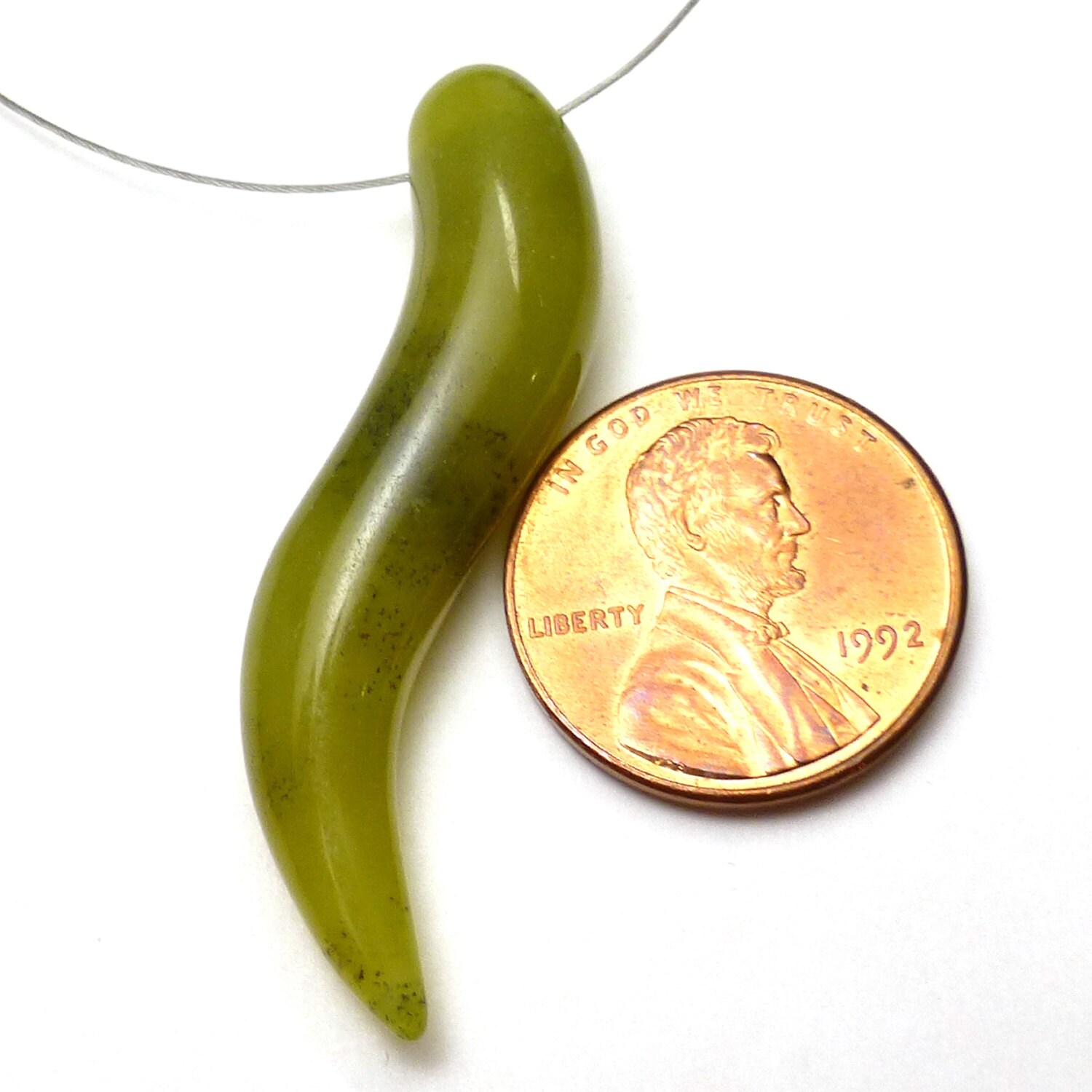 Olive Jade Bead Italian Horn Focal Medium Masculine Mens Mans Etsy