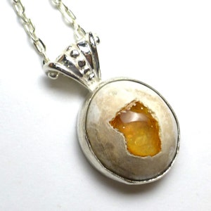 Mexican Fire Opal Pendant Necklace Sterling Silver 925 Orange Matrix ...