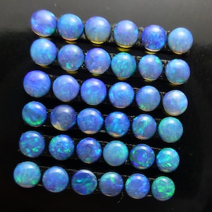 Lightning Ridge Black Opal 3mm ONE Calibrated Cabochon Round Solid Blue/Green Australian Boulder Jelly  Stacking Rings Ring Jewelry Repair