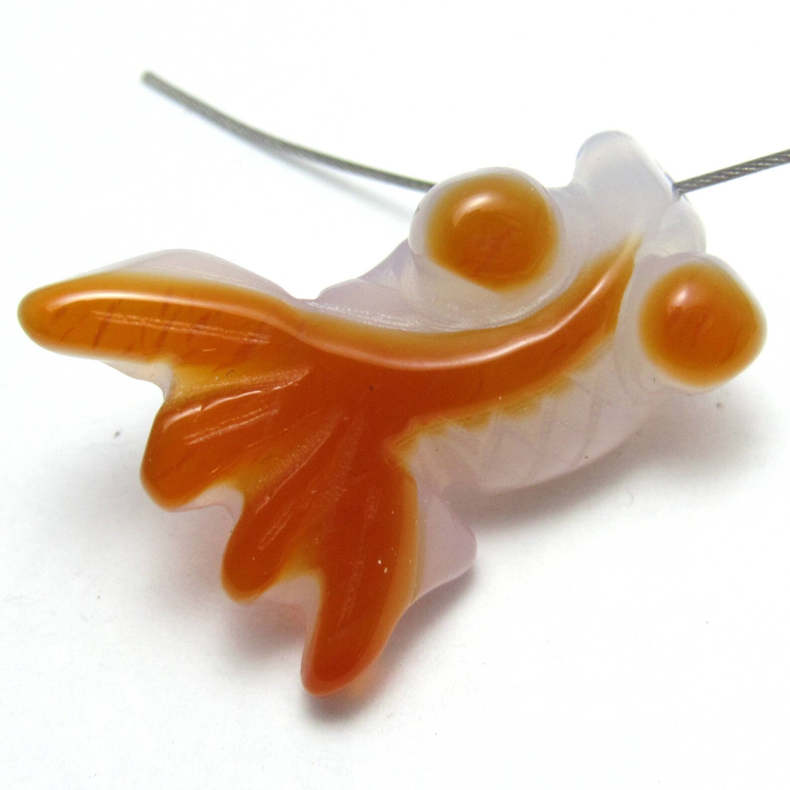 Carnelian Fish Bead Orange Goldfish Fancy Tail Koi Pond Focal Etsy