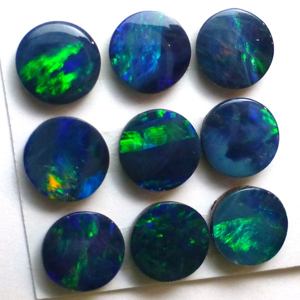 Opal Cabochon 6mm Round Navy Blue Green Flash Australian ONE Stone Perfect for Stacking Rings Jewelry Confetti Pin Fire Sparkle Teal Aqua