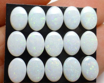 ONE 0.292 Carats Opal Cabochon 7x5 5x7 mm Oval Australian Solid Rainbow White - Crystal Precious Jelly Coober Pedy For Use in Jewelry Making