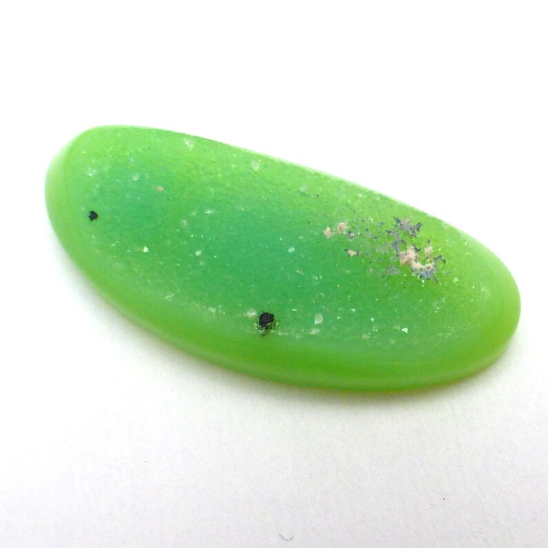 Green Quartz Druzy Cabochon Granny Smith Apple One of a Kind Dyed Acid Handmade Perfect for a ring or pendant