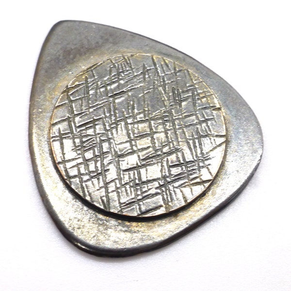 Hammer Pattern Disc Button Copper Oxidized Guitar pick Handmade Lisajoy Sachs One of a Kind Unique Gift 7th Anniversary - Musician Present
