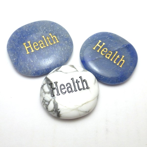 Health Worry Stone Palm Pocket Thumb Healing Metaphysical Meditation Crystal Natural Rock Balance Wisdom Word