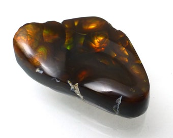 25.245 Carats Fire Agate Cabochon Mexican Designer Botroidal Large Free Form Quality  Hand Cut Handmade Orbicular Orange Brown Bronze