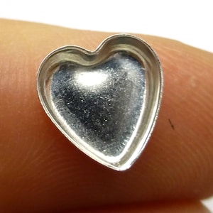 Heart Closed Bezel Cups 8mm 8x8 Sterling Silver 925 FOUR CUPS use in making Stacking rings Earrings pendants Setting Stones