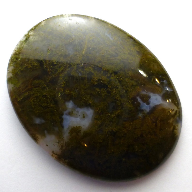 Moss Agate Cabochon Large Handmade Lisajoy Sachs Design Green Dendrites Quartz One of a Kind Unique Designer Jewelry Lapidary Designer Style