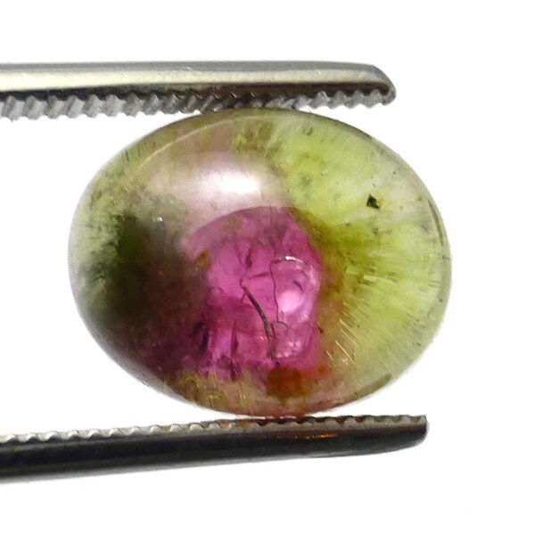 Watermelon Tourmaline Cabochon Domed Oval Calibrated Small Natural Bi Color Stacking Ring size One of a Kind Handmade