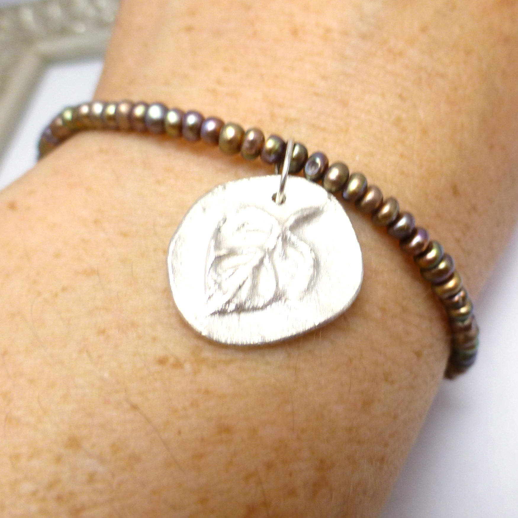Fresh Water Pearls and Fine Silver Bracelet Size 7 Handmade by